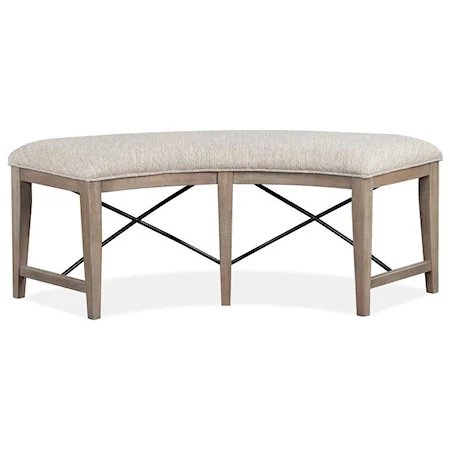 Curved Dining Bench with Upholstered Seat